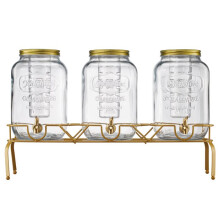 Distributeur de Boissons - DUOKU - 8 L - 3 pièces - Carafe en Verre - Support Métallique