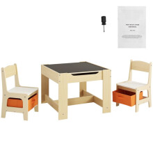 Kinder tafel en stoelen set - Duoku - houten activiteiten tafel - met opbergdozen - voor peuterkunst