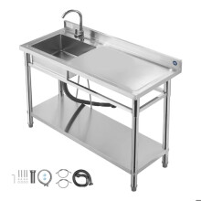Évier Utilitaire - DUOKU - SS1200-1 - Acier Inoxydable - Autoportant - 1 Bac à Gauche