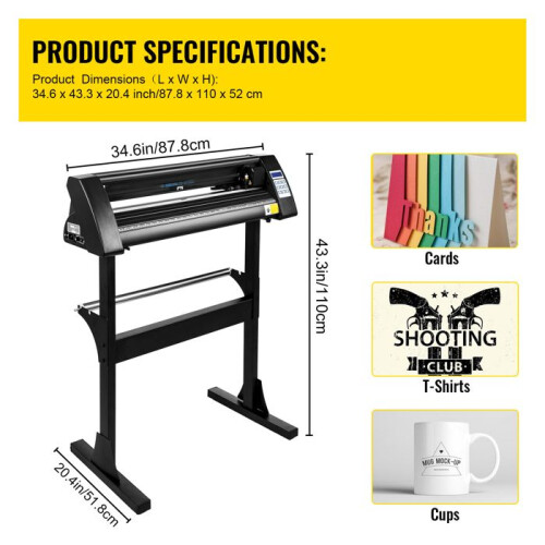 Máquina de Corte de Vinil-Duoku-28 polegadas Plotter de Alimentação de Papel 720 mm-com Suporte de Chão Robusto Preto 1