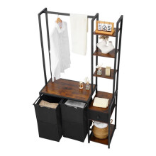 Trieur de Linge à 2 Compartiments avec Étagères-Duoku-Tiroir et Sacs en Tissu Oxford 600D-Meuble de Rangement Suspendu