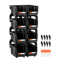 Stapelkasten - DUOKU - V3-Zwart-8 - 276 x 140 x 130 mm - 8 stuks - Duurzaam PP