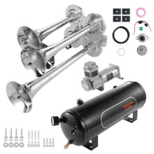 Trein Toeter Kit met 4 Trompetten-Duoku-150 dB-Compressor 160 psi, Tank 10 L, Manometer