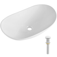 Ovales Keramik-Waschbecken - DUOKU - 23,3" x 14,2" - Weißes Aufsatzwaschbecken - Innen - Modern
