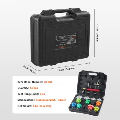 Kit Tester Pressione Radiatore - DUOKU - YS-064 - 14 Pezzi - Pompa Manuale - Alluminio 6061 1
