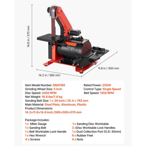 Lixadeira de Banda e Disco 250 W-Duoku-com Lixa e Disco de Lixamento-Table de Trabalho Ajustável 1