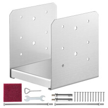Base de Poteau - DUOKU - BBLZ-6em-1 - Aço Inoxidável - Suporte Ajustável - 149x143x160 mm