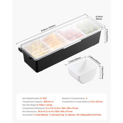 Specerijcontainer - DUOKU - C-1221 - 4 Compartimenten - 800 mL - Koelkastdisplay 1