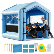 Cabine de Pintura Inflável 3x2,5x2,5 m-Duoku-com Ventilador de 550 W e Sistema de Filtração de Ar-Telhado Triangular-Azul