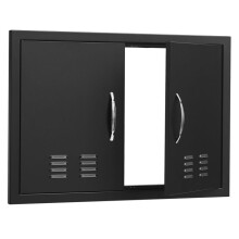 Porta de Acesso para Churrasqueira-Duoku-Porta de Cozinha Externa Dupla 762x533 mm em Aço Inoxidável, Porta Vertical de Parede