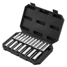 Schraubenschlüssel-Duoku-18 Teile mit 12,7 mm Antrieb - metrische Größen von 10 bis 27 mm - aus CR-V legiertem verchromtem Stahl hergestellt