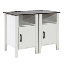 Mesa de apoio - DUOKU - Conjunto de 2 - Quadrada - Portas USB - Estilo rústico - 3 níveis de armazenamento