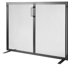 Feuerstelle 1 Paneel mit Tür-Duoku-990 x 780 mm-Robuste Eisenmaschen Funkenfänger-Freistehender Brandschutz für das Wohnzimmer
