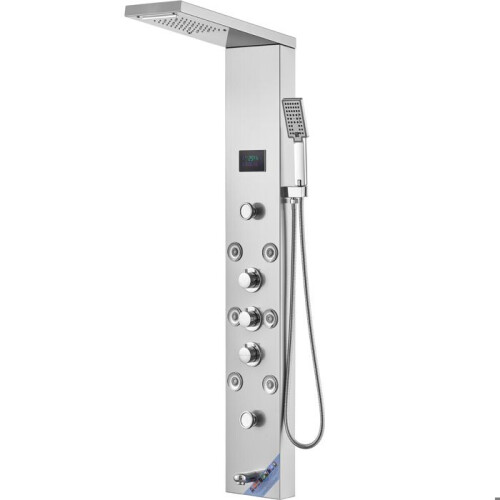 Douchepaneel - DUOKU - 8009FL - 6 Douchemodi - Rvs - LED-scherm