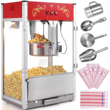Máquina de Palomitas - DUOKU - 1615 W - 16 oz - Hervidor de Vidrio Templado - 3 Cucharas de Acero Inoxidable