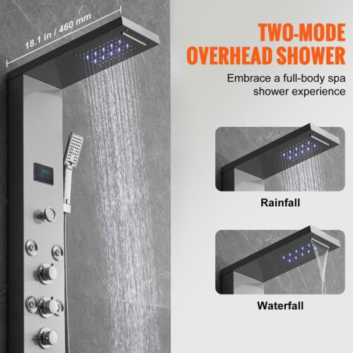 Douchepaneel - DUOKU - 8009FL - 6 Douchemodi - Rvs - LED-scherm 1