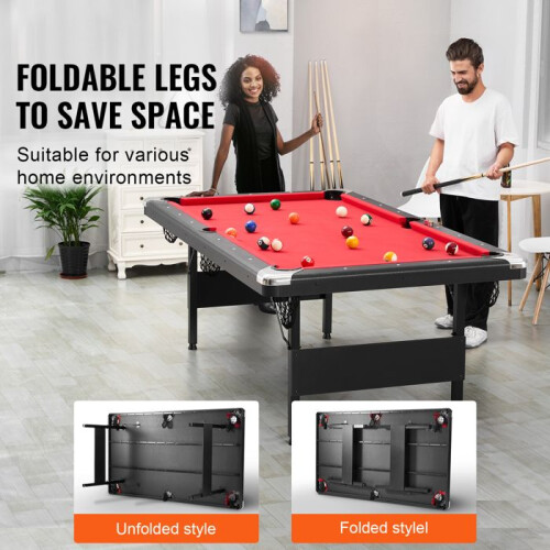 Tavolo da biliardo - DUOKU - VP79 - Portatile - Pieghevole - Rosso e Nero 2