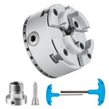 Mandril de Torno KP96-Duoku-4 Mordazas de 3,75 po de Diámetro-Mandril Autocentrante de Metal, para Tornos, Rectificadoras y Fresadoras