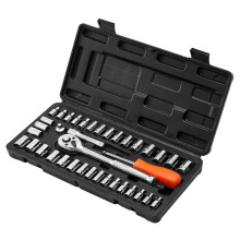 Conjunto de Soquetes SAE e Métricos-Duoku-Conjunto de 39 Peças com Chave de Catraca 9,5 mm e 6,4 mm-Fabricado em Aço Liga CR-V