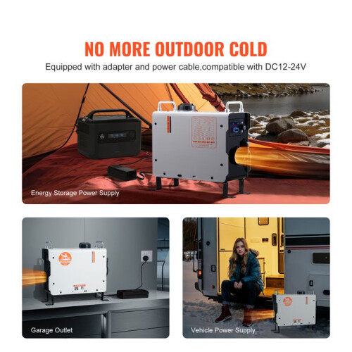 Chauffage d'air portable - DUOKU - ZM2003 - 2 kW - 12-24 V DC - Bluetooth, télécommande, écran 2