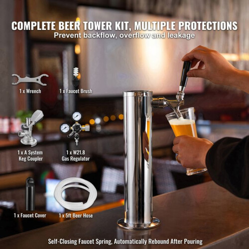 Tireuse à bière - DUOKU - Kegerator - Robinet unique - Coupleur système A - Régulateur W21.8 2
