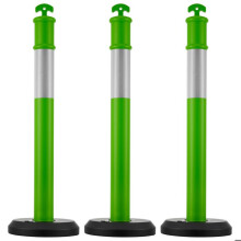 Signalisatiepalen 3 Stuks 114 cm-Duoku-Begrenzingspalen met Vullbare Basis en Reflecterende Strips-Groen