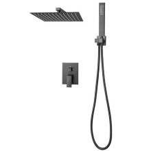 Inbouw Douchekraan Set-Duoku-Douchesysteem met Vierkante Douchestraal van 30,5 cm-Douchekop Kit-Muur-Zwart