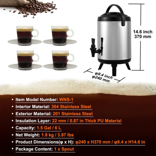 Drankdispenser - DUOKU - WNS-1 - RVS - 1,5 Gallon - Isotherm 1
