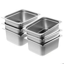 Casseroles de Mesa a Vapor-Duoku-Conjunto de 6-Anti-entupimento Tamanho 1/2 com Tampa-Aço Inoxidável-0,8 mm de espessura