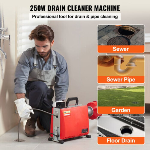 Máquina de Limpeza de Drenagem - DUOKU - Furadeira Elétrica 250W - 66FT x 5/8 Polegadas - Alimentação Manual 2