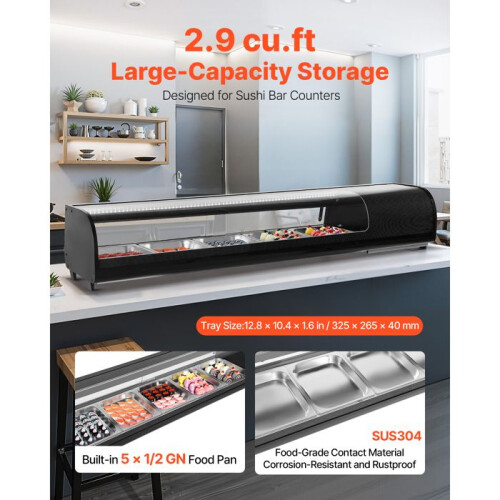 Vitrine Réfrigérée à Sushis - DUOKU - XCS-82L - 82 L - 5 Bacs - Éclairage LED 2