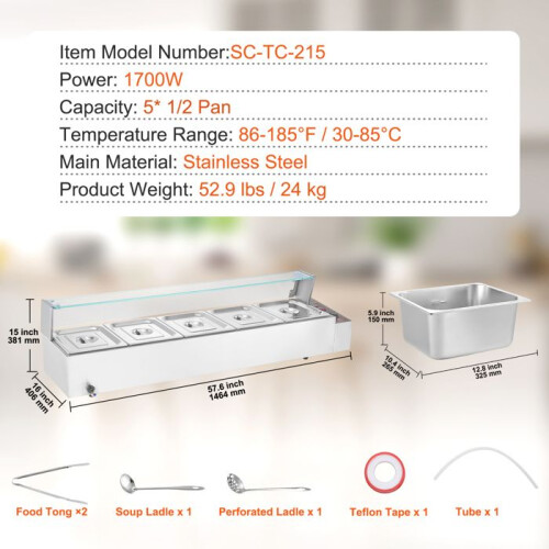 Bordwarming - DUOKU - SC-TC-215 - 1700 W - RVS - 5 x 8 QT 1