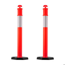 Signalisatiepalen 2 Stuks 114 cm-Duoku-Belemmeringsmarkeringen met Verzwaarde Basis en Reflecterende Strepen-Rood