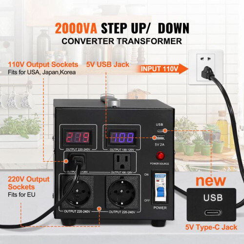 Transformador Conversor de Tensão - DUOKU - SV-2000VA - 2000 W - Robusto - Interior 2