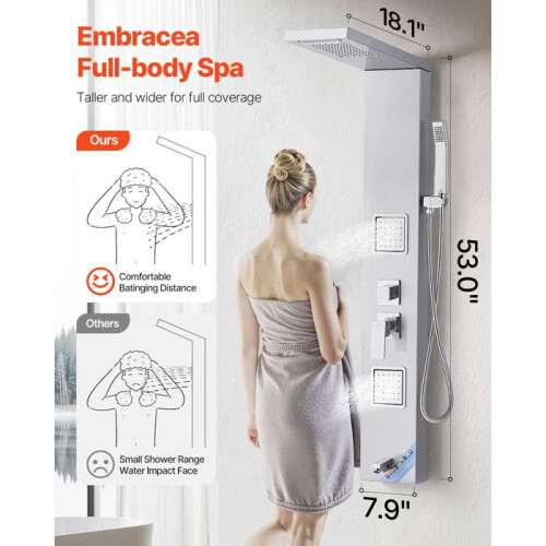 Wanddouchekolom-Duoku-met Regeneffect Handdouche-Geborsteld RVS Paneel-Multifunctionele Kraan 2