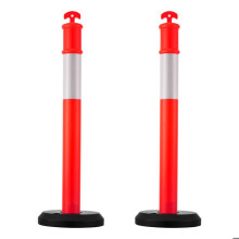 Signaleringpalen 2 Stukken 114 cm-Duoku-Beperkingsborden met Vulbare Basis en Reflecterende Strips-Rood