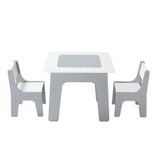 Activiteiten Tafel voor Kinderen-Duoku-met 2 Stoelen-Multifunctionele Tafel 4 in 1-Dubbelzijdig Plateau Bouwblokken