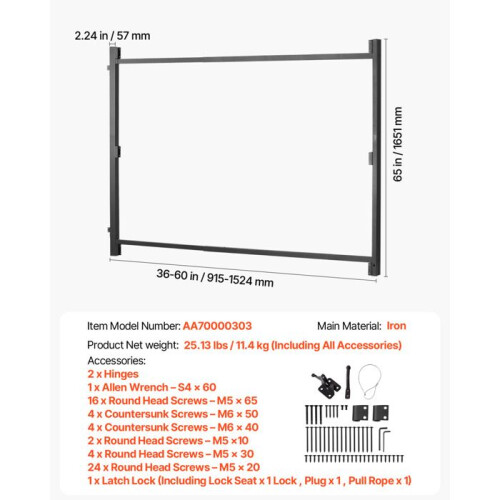 Kit de Construção de Portão-Duoku-Compatível com Aberturas de 36 a 60 Polegadas de Largura-6 a 7 Pés de Altura 1