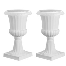 Jardinière Urn - DUOKU - KD2983W - Kunststof PP - 25 x 42 cm - Set van 2 Witte Potten