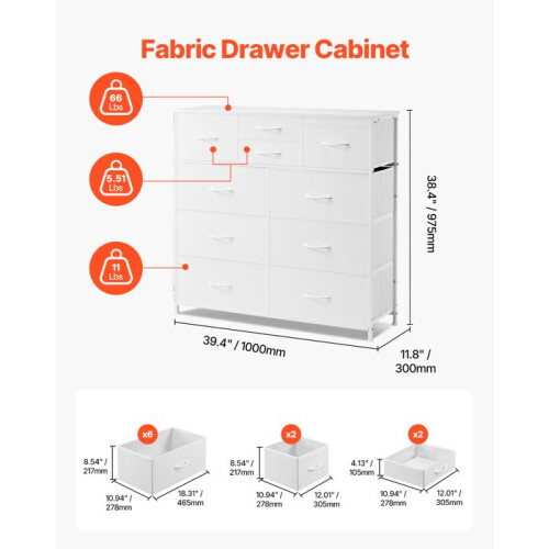Commode - DUOKU - ZWE-BC-SS-06 - 10 Lades - Stalen Frame - Wit 1