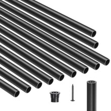 Balaustre per scale - DUOKU - Set di 51 - Alluminio Nero - Rotondi 19x813 mm - Termini e Viti Inclusi