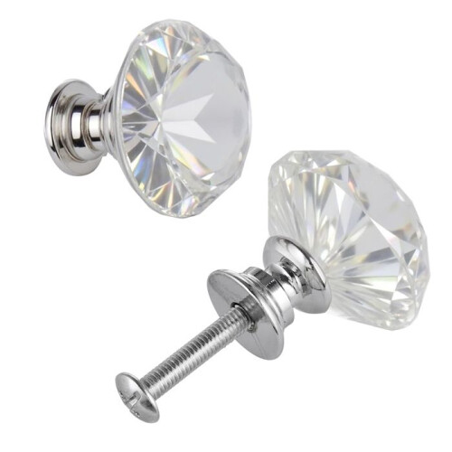 Möbelgriffe - DUOKU - Modell 1562 - Transparentes Acryl - Diamant - Set von 12