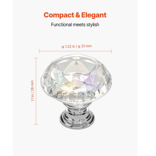 Möbelgriffe - DUOKU - Modell 1562 - Transparentes Acryl - Diamant - Set von 12 2