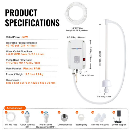 Système de Pompe à Eau - DUOKU - 5 Gallons - 2,8-4,1 bar - 50 W - Débit 2,5 L/min 1
