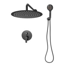 Douchekraan - DUOKU - BY12-326G - Mat zwart - Inbouwsysteem - Rond handvat 30,5 cm
