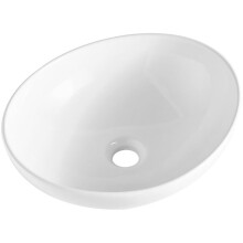 Ovales Waschbecken aus Keramik - DUOKU - 16"x13,4" - Modernes Weiß - Zum Aufstellen - Gut verpackt