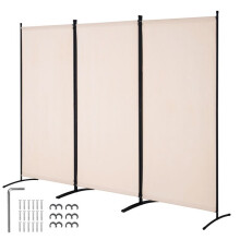 Scheidingswand - DUOKU - Vouwscherm 3 panelen - Beige - Ijzer en Oxford stof - Binnen