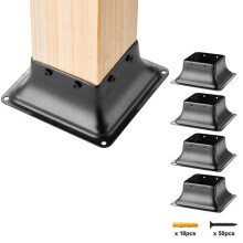 Base de Poteau - DUOKU - TTLZ-4in-4 - Aço Robusto - 4 peças - Preto
