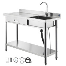 Évier Utilitaire - DUOKU - SS1200-5 - Acier Inoxydable - 1 Bac - 120x50x94 cm