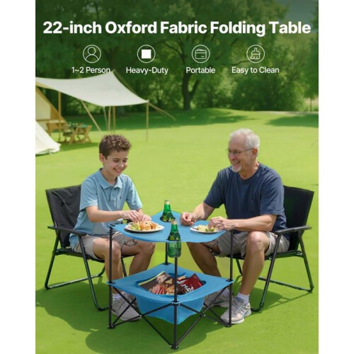 Klappschirm - DUOKU - GV-BZ2 - Oxford-Gewebe 600D - 4 Becherhalter - Blau 2